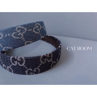 CAT ROOM 預 實拍 韓國復古質感牛仔丹寧老花髮箍  vintage設計