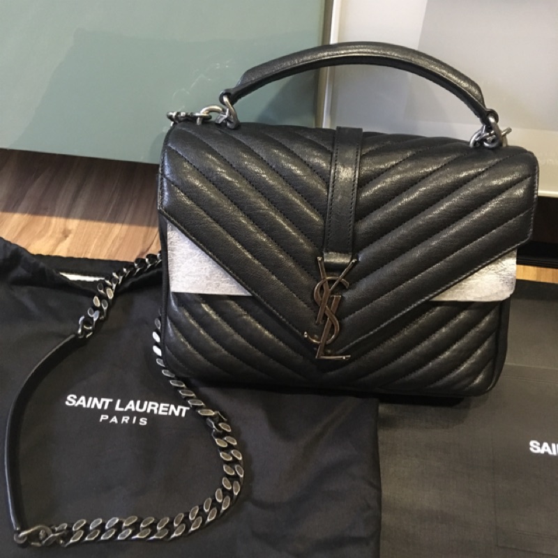 YSL 降價College 聖羅蘭學院包 中型黑色 二手近新品 歐洲代購品 含原保卡及紙袋