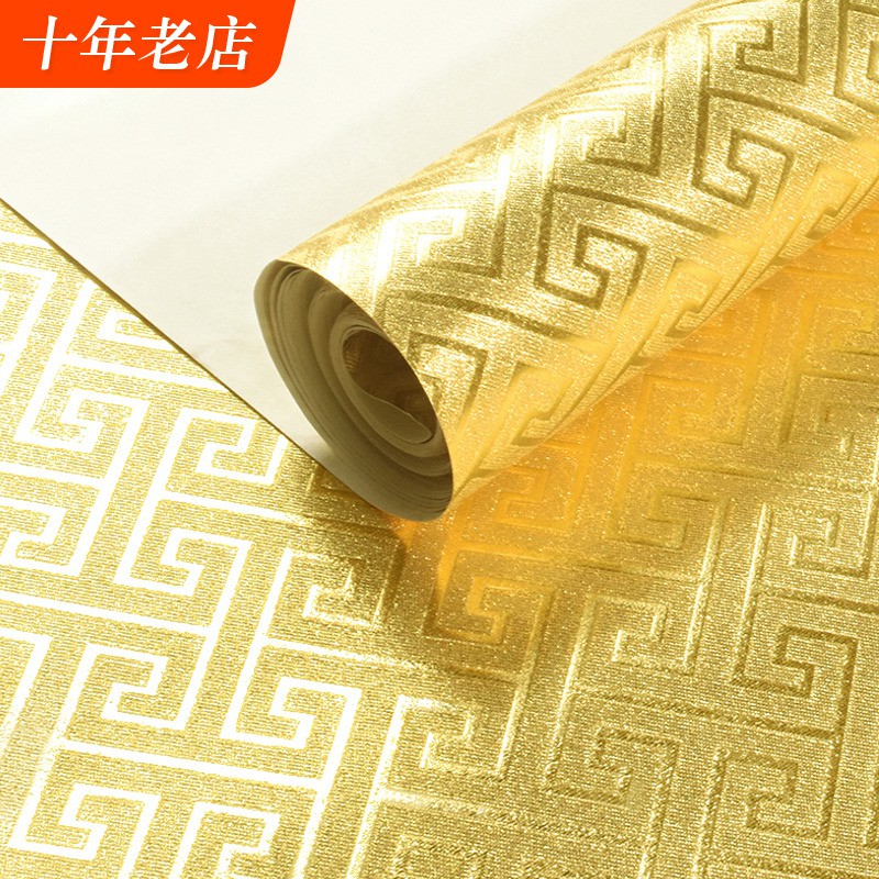 下殺價 中式回紋金箔壁紙深壓紋銀箔金色銀色古典吊頂天花板電視背景墻紙 蝦皮購物