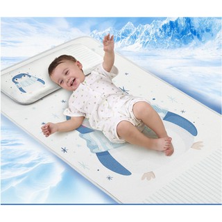附嬰兒枕頭 嬰兒床冰絲席 寶寶涼蓆床蓆 冰絲纖維嬰兒床墊 寶寶床墊 床單 寶寶涼墊