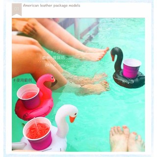 森林雜貨坊 803 804 大號外銷歐美韓國創意紅鶴鳥火烈鳥白天鵝造型派對充氣游泳圈漂浮杯架可樂飲料杯座手機座水上玩具