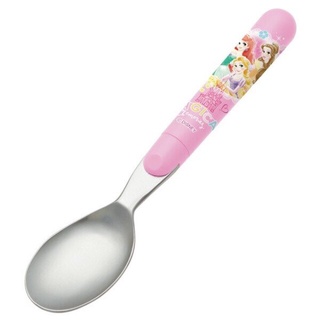 【現貨】小禮堂 迪士尼 公主 日本製 不鏽鋼湯匙 (粉格圖款)