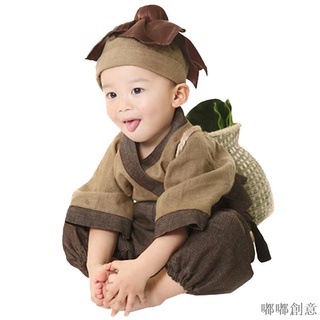 【嘟嘟創意家家酒玩具】小和尚衣服 寶寶拍照和尚服裝 古裝 漢服 男童 鋤禾 書童 六一兒童演出服