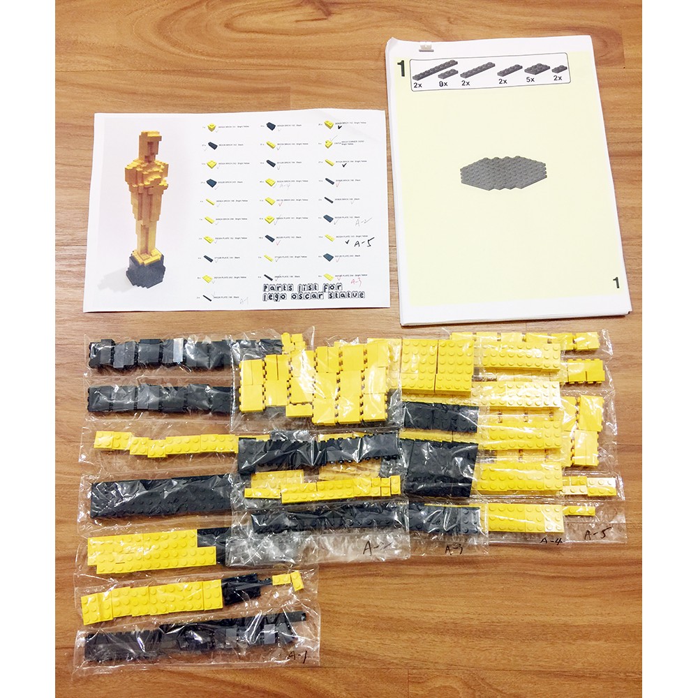 -南港97- LEGO 樂高 MOC Oscars 奧斯卡 小金人 全彩說明書 100% 樂高零件