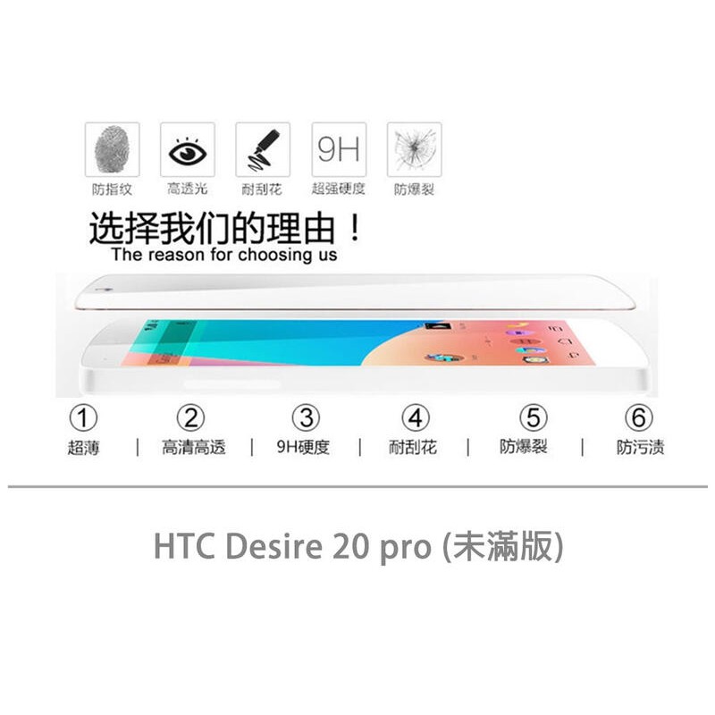 HTC Desire 20 pro D20 pro 未滿版 半版 非滿版 玻璃貼 鋼化膜 9H 2.5D