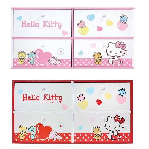 Hello Kitty 小熊 四抽收納盒 ~~ 橫式 ~~