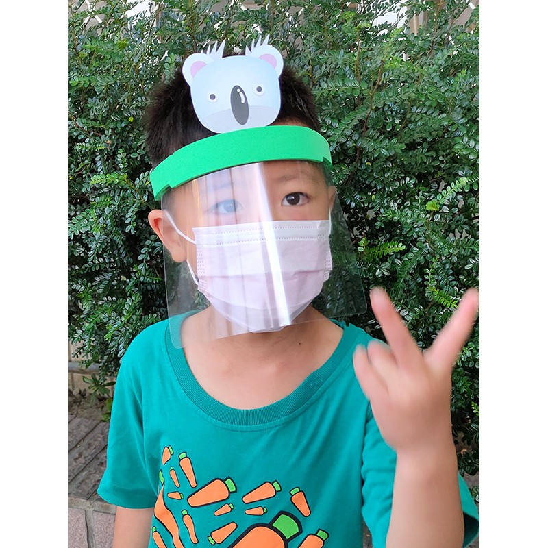 《現貨》&lt;100%台灣製造&gt; 兒童 口罩 動物面罩 卡通 超輕 防疫 面罩 拋棄式 面罩改良舒適度 全臉罩 DIY包裝