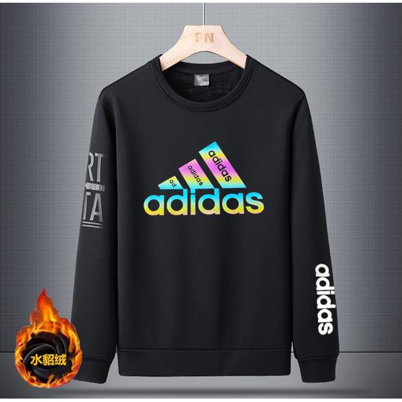 秋冬季阿迪锦棉罗马复合水貂绒4克圆领卫衣男女同款l 8xl 灰色黑色 蝦皮購物