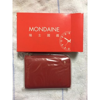 MONDAINE瑞士國鐵牛皮卡片零錢包 紅色