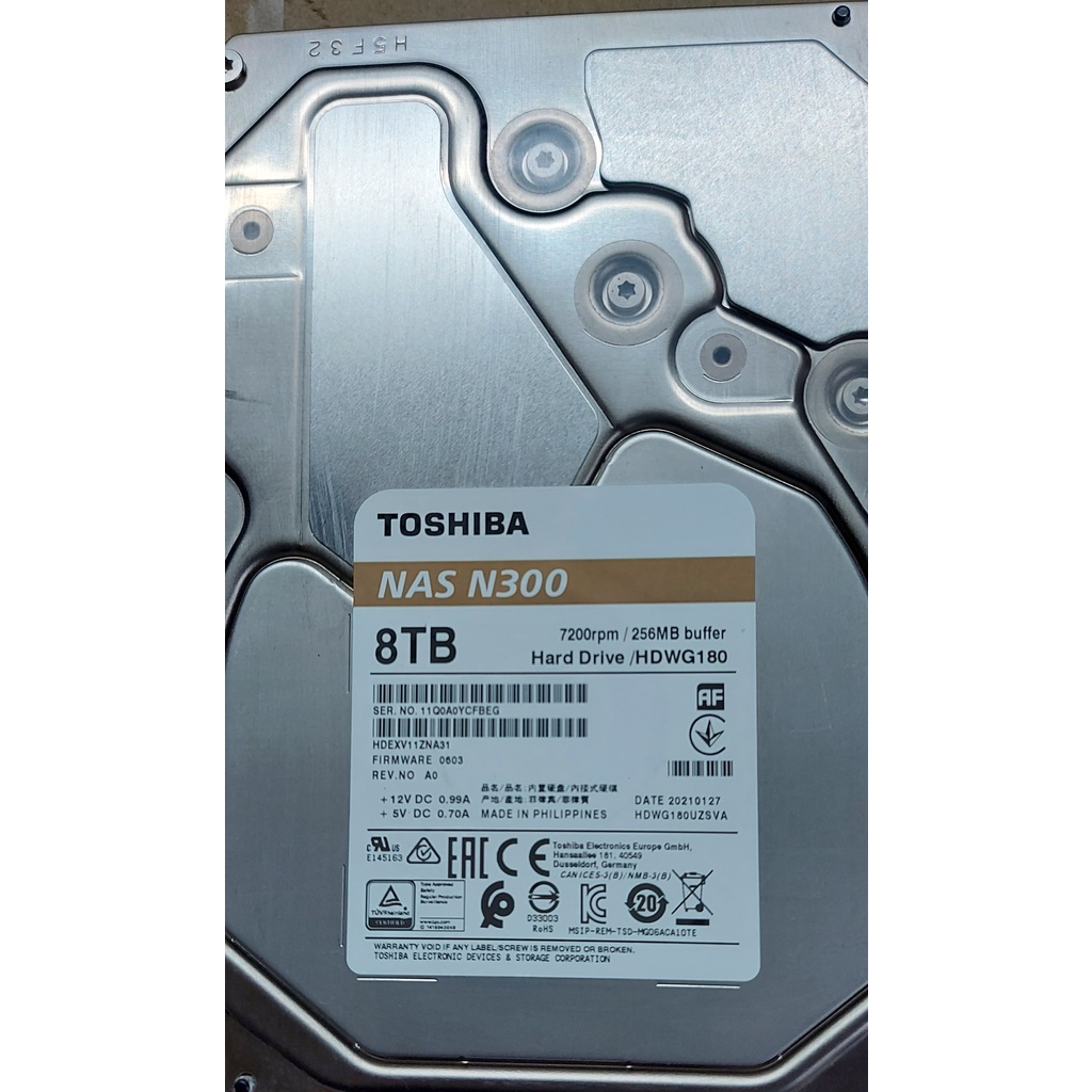 Toshiba 東芝 8TB NAS碟 (HDWG180)