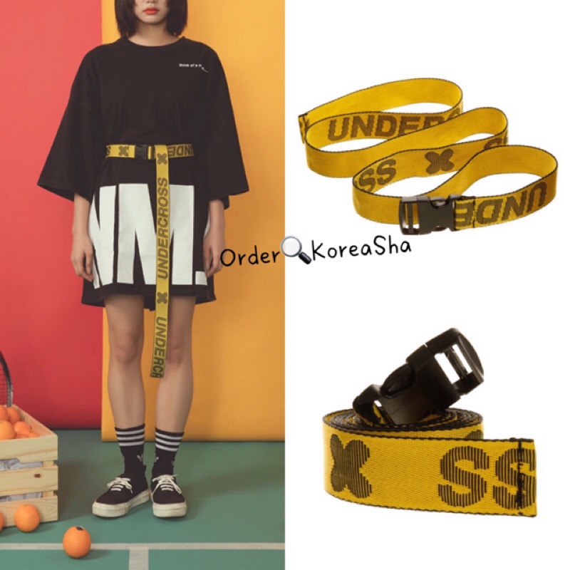 韓國Undercross Buckle Belt 長版帆布腰帶