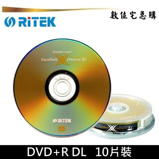 RiTEK 錸德 8x DVD+R DL 空白光碟 燒錄片 單面雙層 8.5GB 原廠10片裝