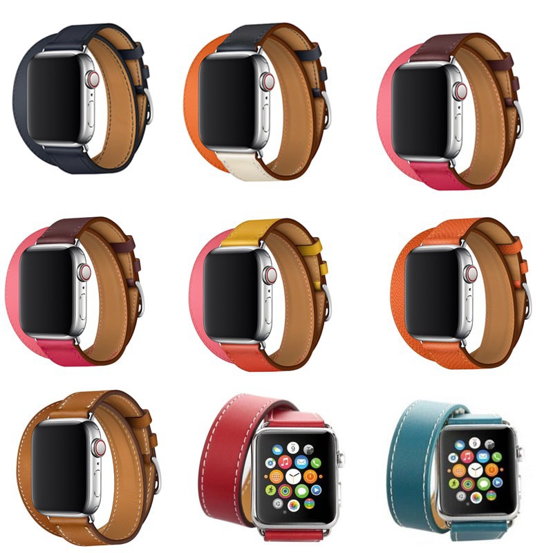 Apple Watch愛馬仕蘋果真皮手錶帶官網同款Iwatch4 Hermes時尚單圈雙圈錶帶 替換錶帶Iwatch通用