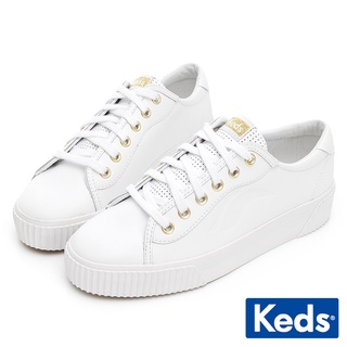 【Keds】CREW KICK ALTO 簡約厚底皮革休閒鞋-白 (9211W123207)