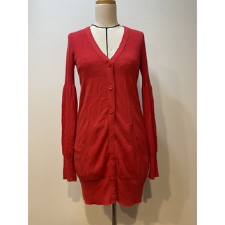 二手(免運)Armani exchange A/X紅色羊毛連身過年洋裝連身裙顯瘦size S 春裝也可當薄外套