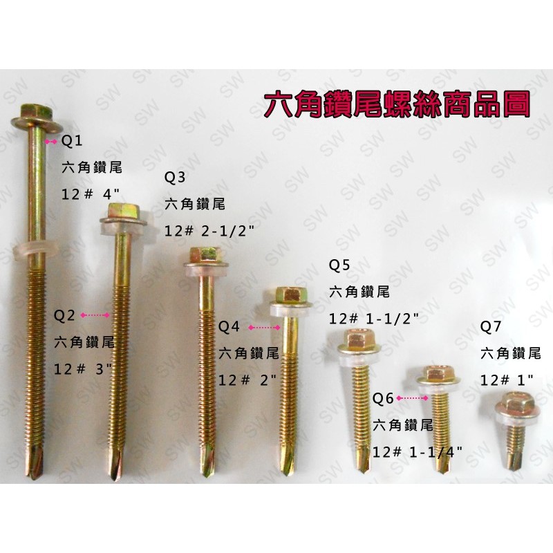 螺絲 自攻牙鑽尾螺絲 Q11白鐵六角自攻牙螺絲 12＃x 2-1/2'' 不鏽鋼410（10支價30元）《昇瑋五金》