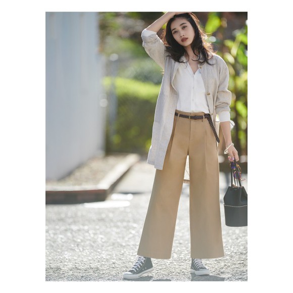 出清 Uniqlo 卡其寬褲 舒適彈性棉百搭寬褲 蝦皮購物