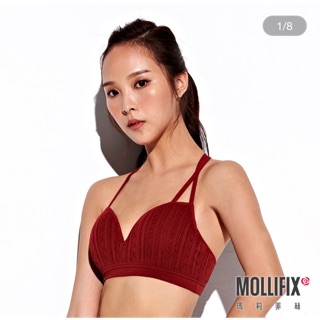 Mollifix 瑪莉菲絲 A++交錯雙肩帶美胸Bra（酒紅） M號