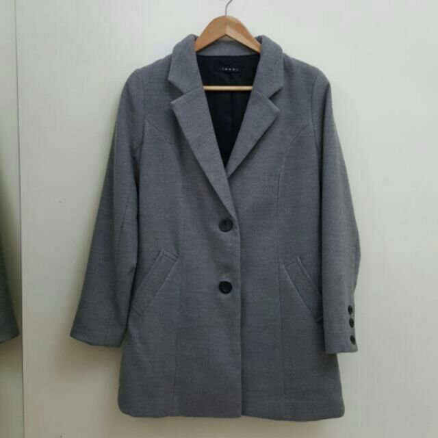 INGNI 日貨 灰色單排釦修身大衣外套