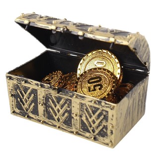 『肥仔小窩』藏金屋 仿真 藏寶箱 寶箱 金幣+箱子 加勒比海盜 擺件 配件 道具 兒童 玩具 金屬質感 海盜
