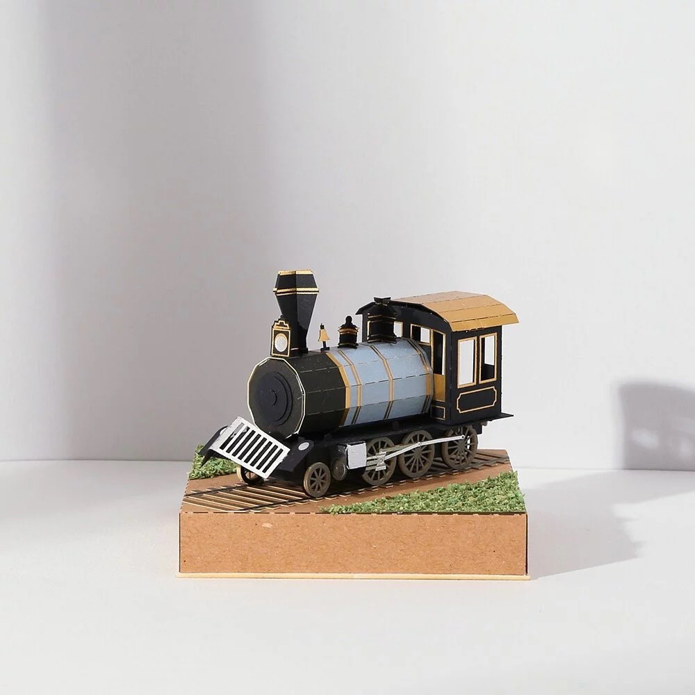 復古風DIY材料包-蒸氣火車9259302（紙風景／手作／DIY／紙模型／紙雕／裝飾／知音文創）《筑品文創》