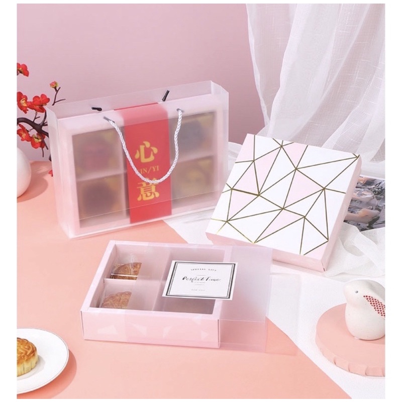 一品台灣出貨 月餅盒 （加厚 批發價）100G幾何月餅包裝盒 開窗方盒 蛋黃酥紙盒 馬芬瑪芬盒 高檔中秋禮盒 牛軋糖盒