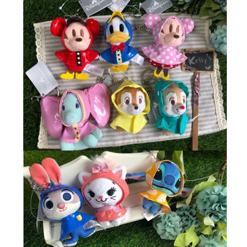🐳香港迪士尼直送最新現貨🐳奇奇蒂蒂 米奇米妮唐老鴨 小飛象 史迪奇 瑪莉貓 茱蒂兔 雨衣造型吊飾娃娃