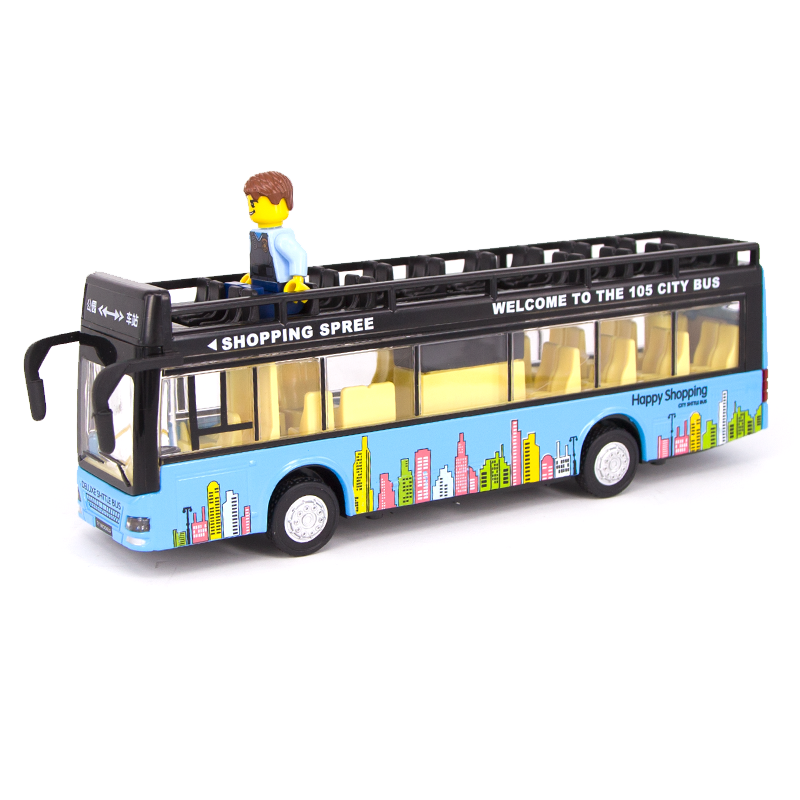 星夜的光阿合金雙層巴士公交車玩具男孩大號兒童玩具車開門大巴公共汽車模型 蝦皮購物