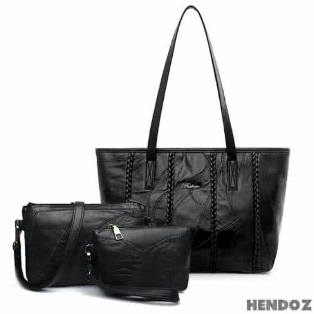 Hendoz 羊皮mix皮革3件組後背包肩背包 蝦皮購物