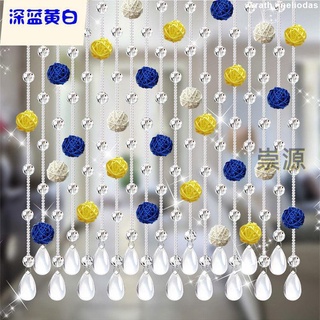 🔥好貨熱賣玻璃水晶珠簾隔斷客廳玄關門簾藤球珠簾過道免打孔裝飾簾臥室門簾