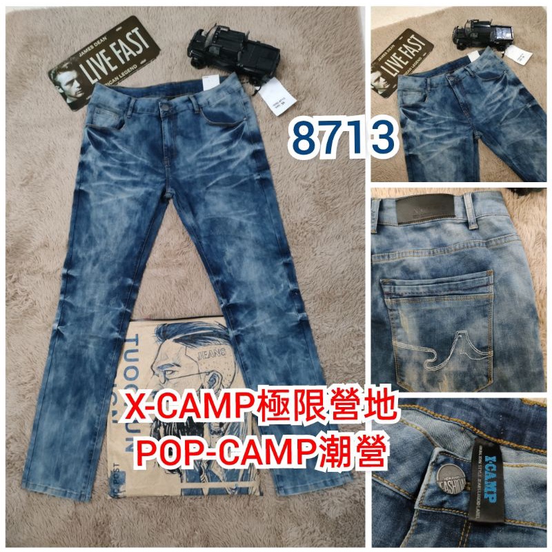 🚩POP-CAMP潮營姐妹品牌#XCAMP極限營地8713手工水洗刷色粗礦風牛仔褲😎