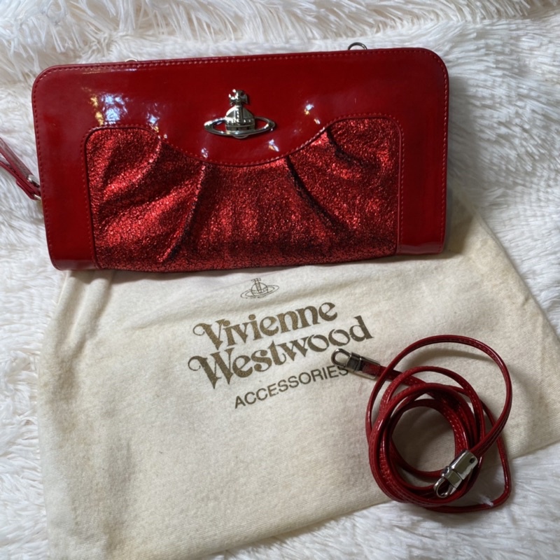 正品vivienne Westwood 紅色手拿包 斜背包