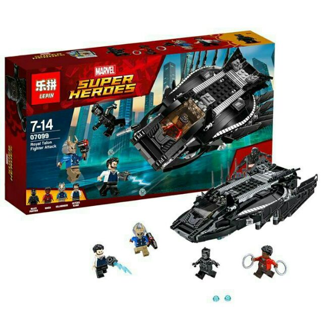 磚塊積木-樂拼07099超級英雄系列 黑豹 皇家爪型戰機箱容LEGO非樂高76100