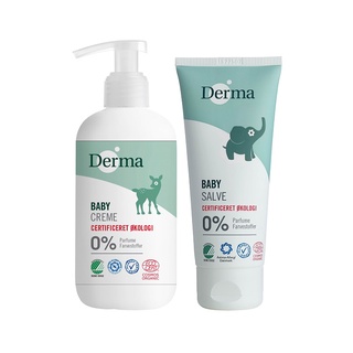 丹麥 Derma 舒敏人氣雙星組(寶寶有機滋潤護膚霜+寶寶有機舒敏萬用膏)【安琪兒婦嬰百貨】