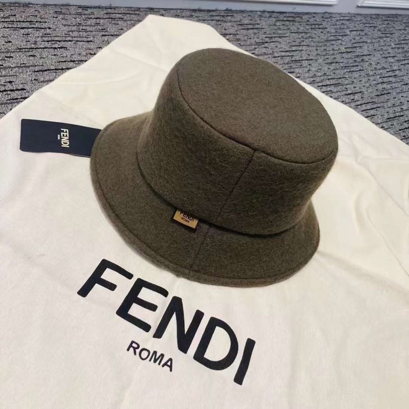 FENDI 2022新款 羊絨漁夫帽  墨綠滿版好看 正品代購歐洲代購