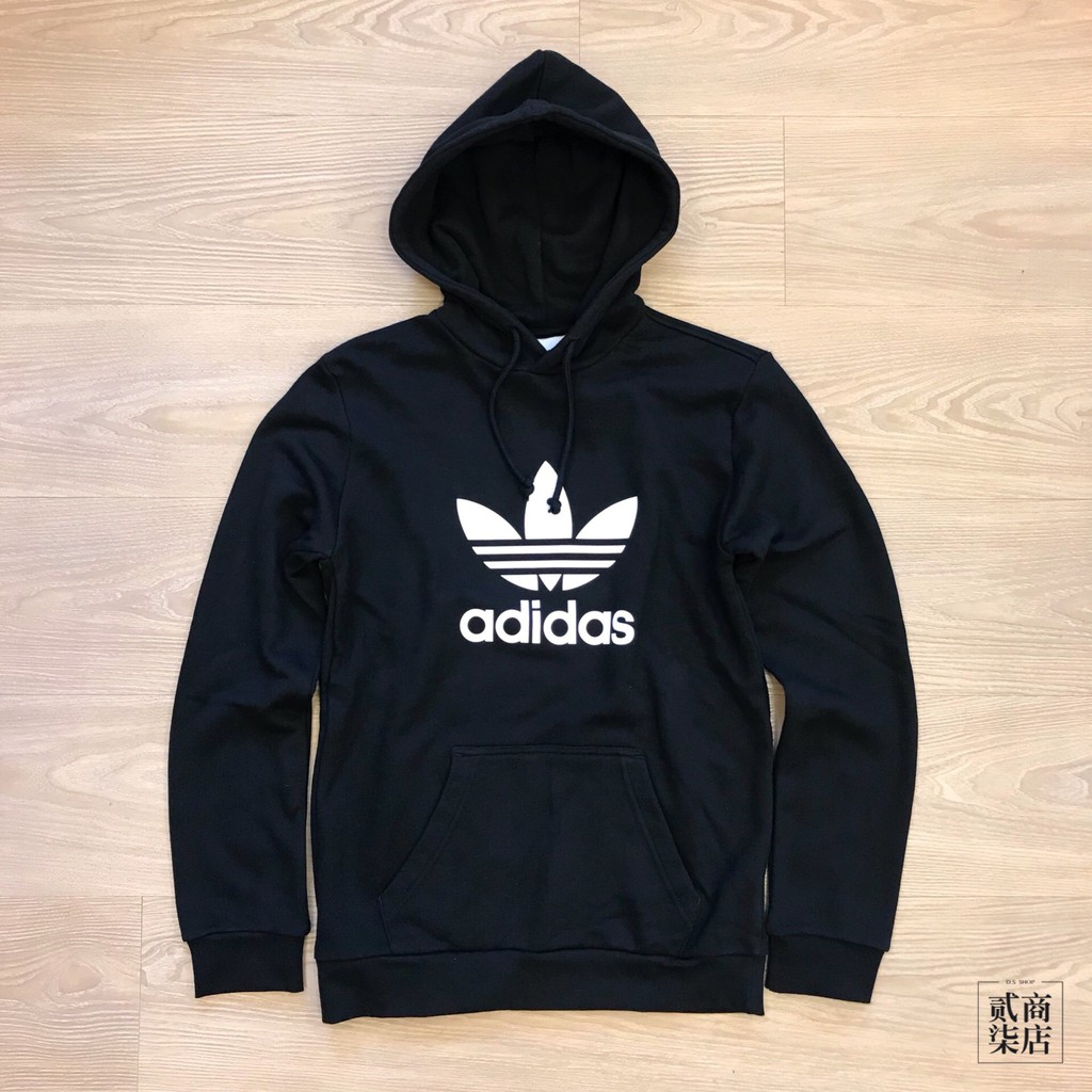 (貳柒商店) adidas Originals Trefoil Hoodie 男款 黑色 三葉草 帽T DT7964