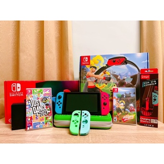 二手 Nintendo Switch 電池加強版 紅藍 主機（含健身環大冒險、遊戲片*2）中文版6個月保固 組合專區