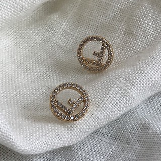 50% SALE:: 正韓[銅．耳環] F小鑽耳環 | 兩色 | 一對販售 | 歐美同款【NN075】