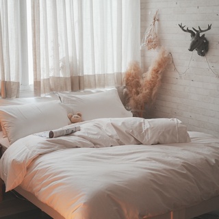 棉床本舖 天使白 Life素色系 60支精梳棉 柔軟升級 床包枕套組/兩用被組 100%純棉 台灣製 白色床包 飯店床包