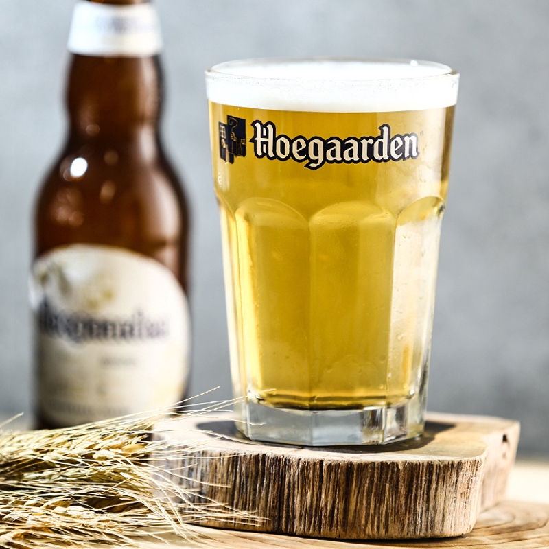 福佳白啤酒杯 Hoegaarden精釀啤酒飲料杯 無鉛玻璃超大六角厚底杯