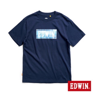 EDWIN 仿牛仔LOGO印花短袖T恤(丈青色)-男款