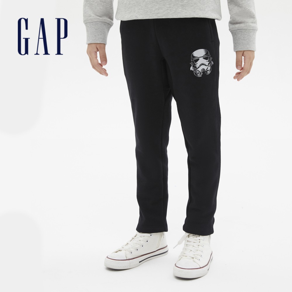 Gap 男童裝 Gap x Star Wars星際大戰聯名 簡約素色鬆緊棉褲-黑色(594799)