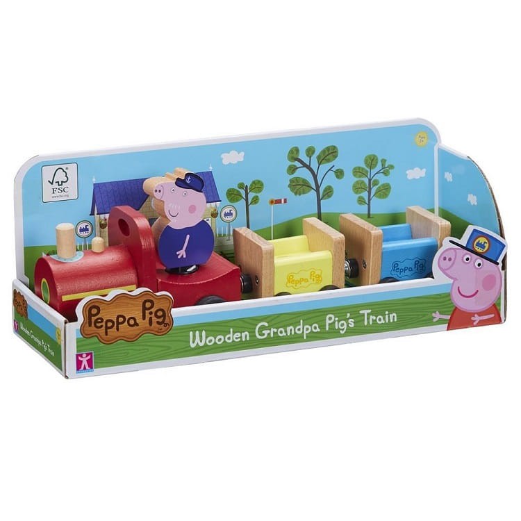 [TC玩具] 佩佩豬系列 粉紅豬小妹 Peppa pig 木製 豬爺爺單節火車 木頭玩具 原價1099 特價