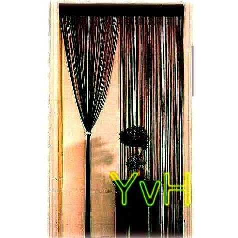 =YvH=Curtain 黑色線簾  100x150cm 神秘面紗透光門簾 窗簾 光與風流動感 隔間效果