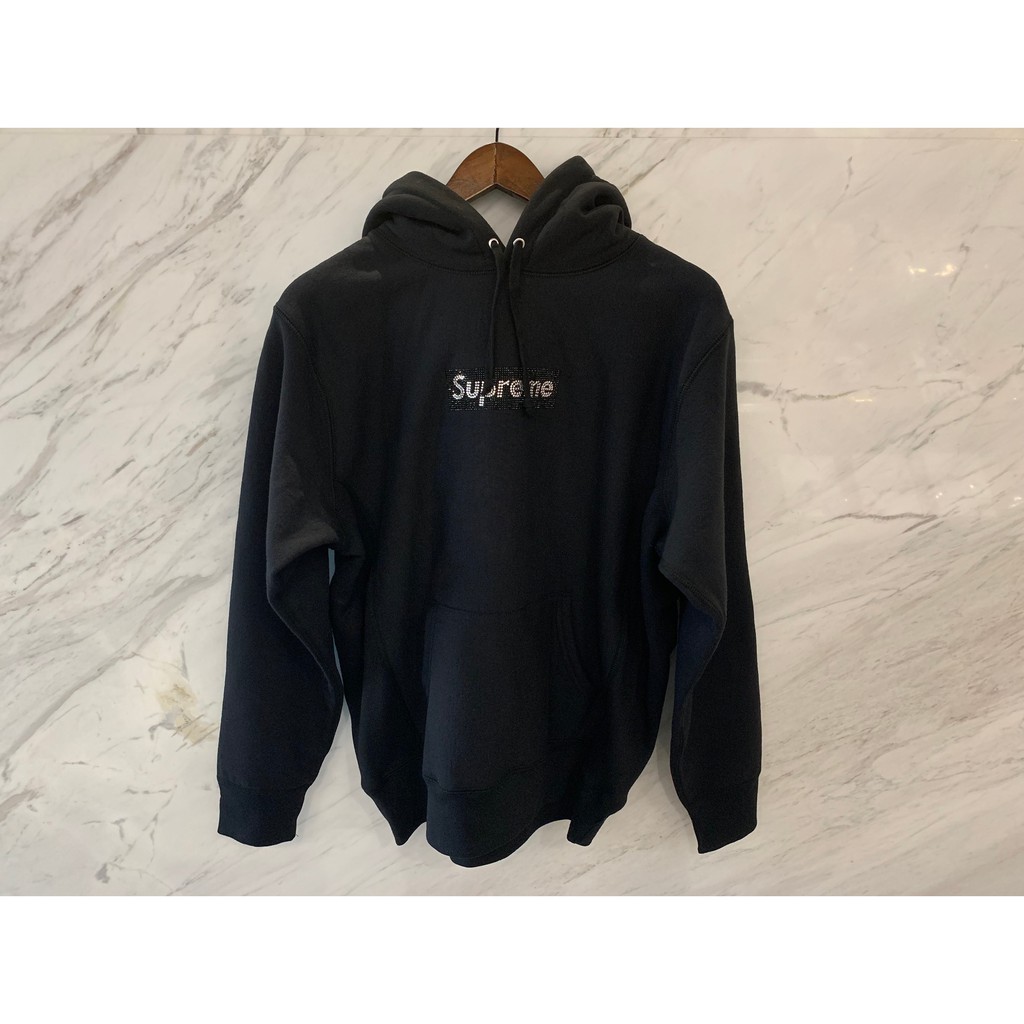 Supreme Swarovski Box Logo Hooded Black 施華洛世奇 帽T 黑色 全新 現貨