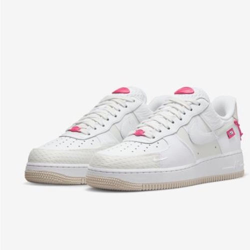 NIKE AIR FORCE 1 奶白粉綠粉鍊拼布解構小標 女鞋 DX6061111 Sneakers542