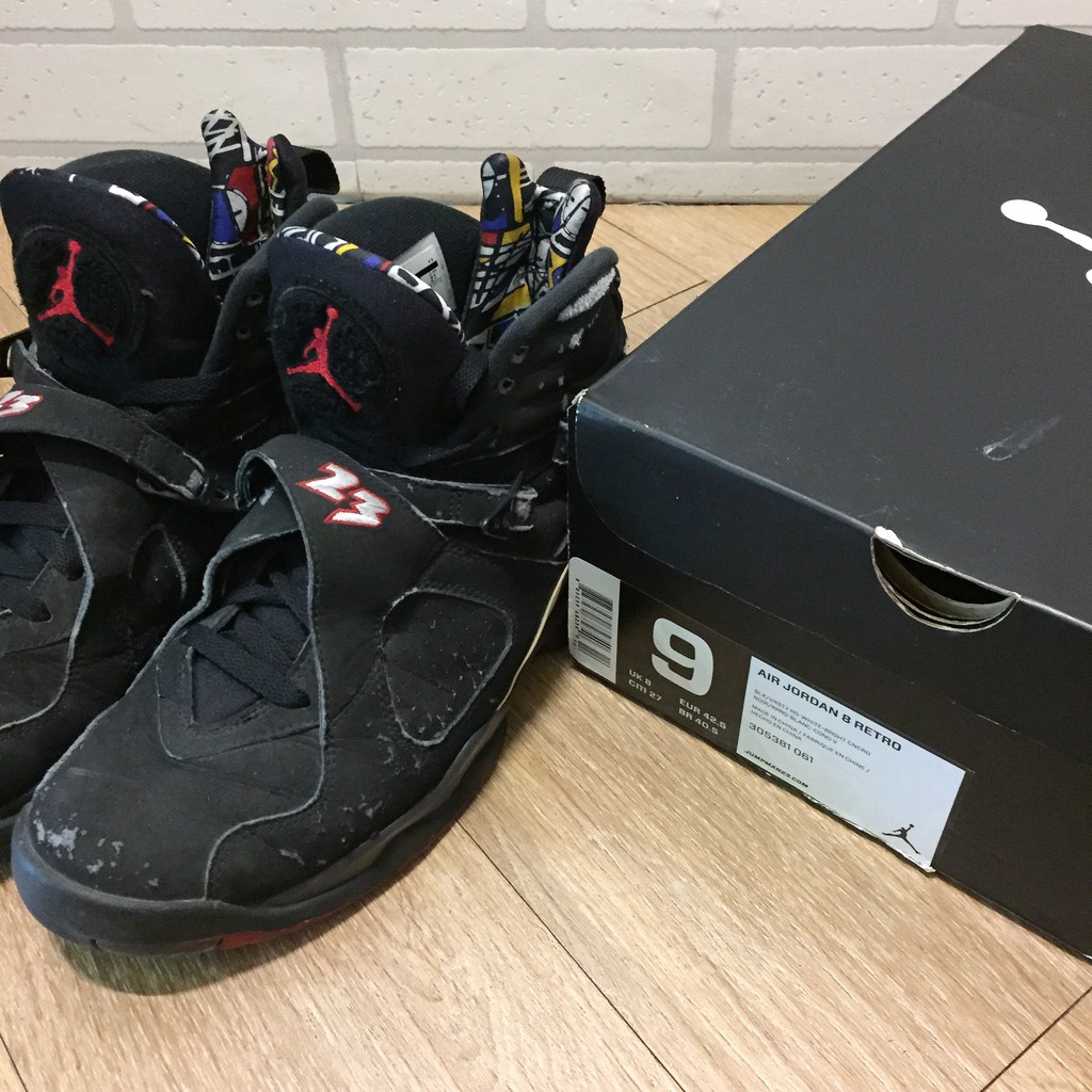 『嚴選二手』AJ8 Air Jordan 8代RETRO黑紅配色兔寶寶US9號27公分 305381-061 打球走路鞋