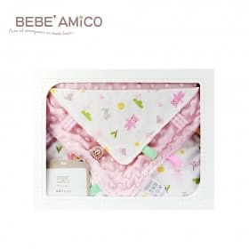 BEBE amico-貝貝豆四季毯禮盒(毯+安撫巾)-粉 (彌月/新生兒賀禮)