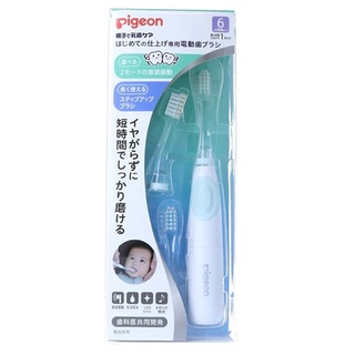 瘋狂寶寶***Pigeon貝親 寶寶專用電動牙刷(綠)(P1024362)/電動牙刷刷頭2入(P1024363)