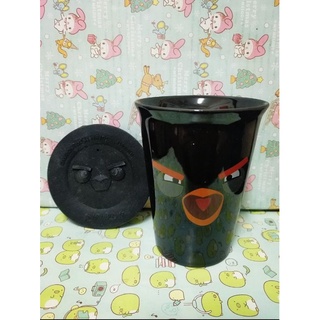 憤怒鳥雙層陶瓷杯 黑鳥(附立體造型杯蓋、盒子)